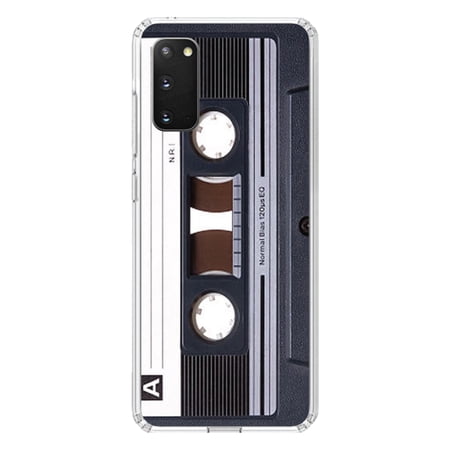 DistinctInk Clear Shockproof Hybrid Case for Galaxy S20 ULTRA / 5G (6.9 Screen) - TPU Bumper Acrylic Back Tempered Glass Screen Protector - Audio Cassette Tape