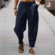 thumbnail image 3 of Pantalones casuales sueltos de lino y algodón transpirables de verano para hombre, 3 of 5