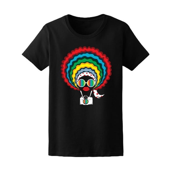 Colorful Hippie Girl Camera T-Shirt Women -Image by Shutterstock, Female x-Large