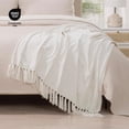 thumbnail image 5 of RECYCO Throw Blanket Soft Cozy Chenille Throw Blanket with Fringe Tassel for Couch Sofa Chair Bed Living Room Gift (Ivory White, 50" x 60"), 5 of 7