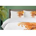 thumbnail image 4 of Ambesonne Floral Duvet Cover Sets, Fractal Flower Swirls Art, 2-Queen, Orange Yellow Cream, 4 of 7