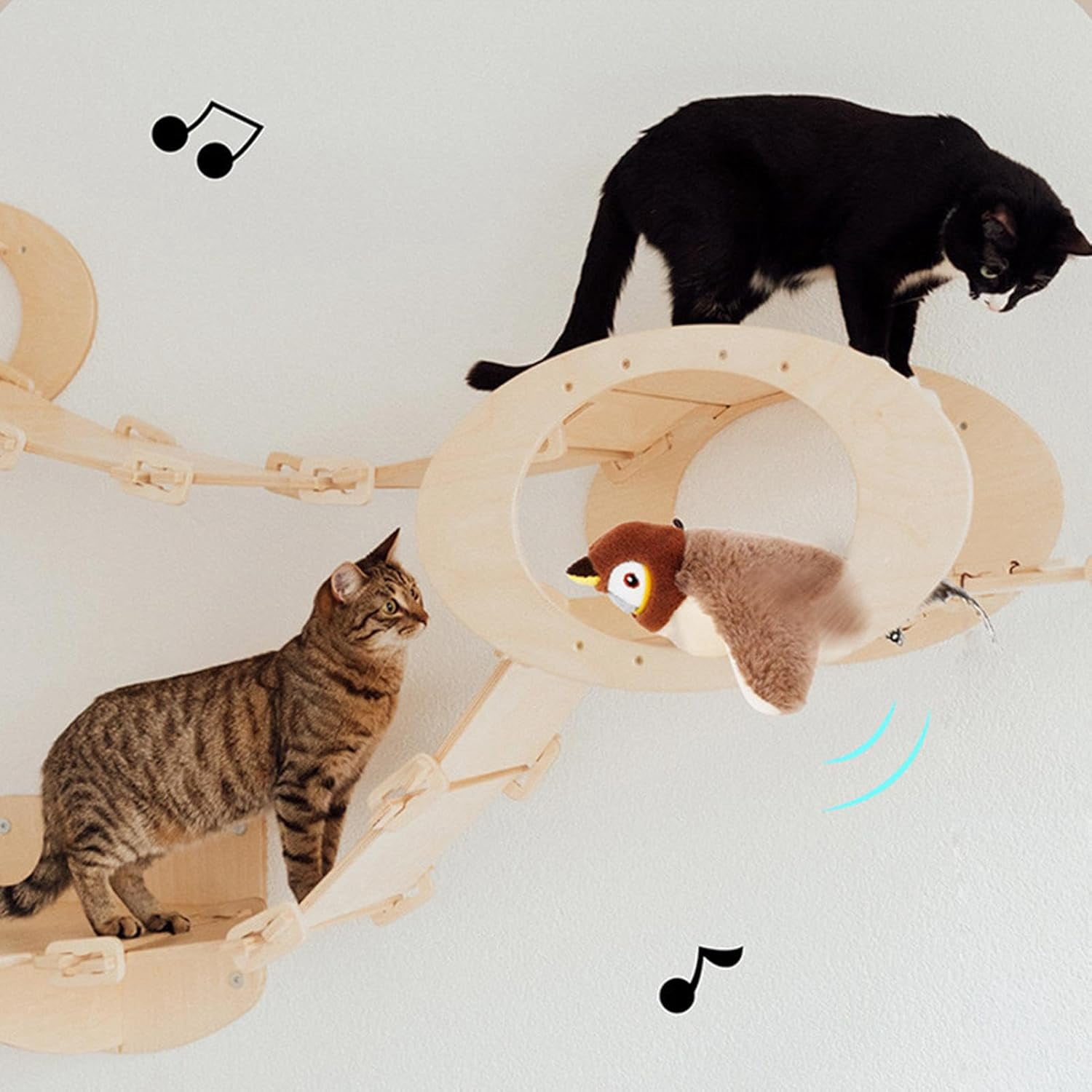 Flying Bird Cat Toy - Interactive Chirping Bird Toy with Flapping Wings, USB Rechargeable Simulated Sparrow Cat Toy for Indoor Cats, 2025 New Interactive Cat Toys