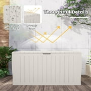 Seizeen Outdoor Storage Box, 75Gal Resin Deck Box for Cushions/Pool Accessories, Waterproof Patio Storage Bench for Indoor Garden Poolside, Max Weight Capacity 450lbs, Beige