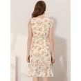 thumbnail image 4 of INSPIRE CHIC Women's Floral Flutter Sleeves V Neck Smocked Ruffle Dress Apricot XS, 4 of 5