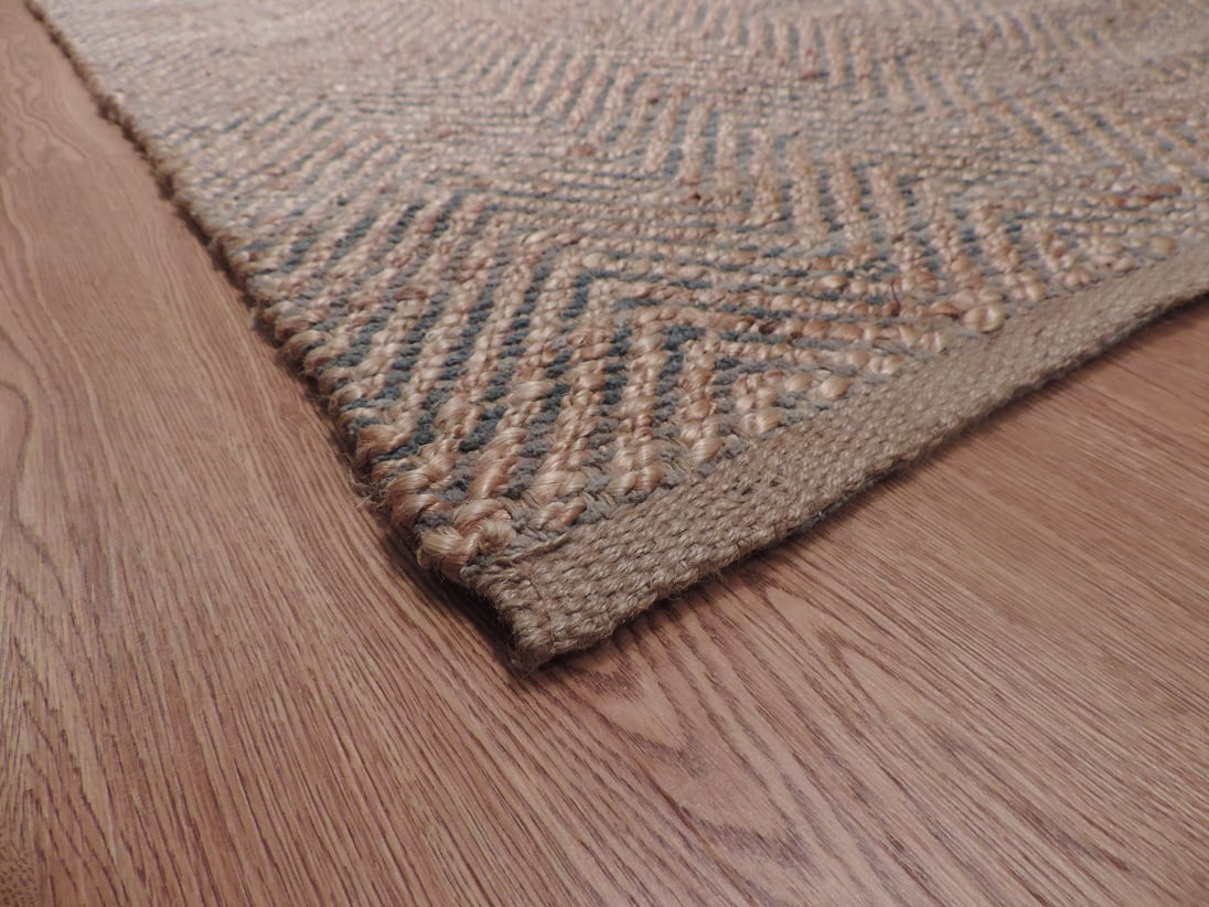 LR Home Natalie Kel Natural/Gray Chevron Transitional Jute Blend Area Rug, 5' x 7'9"