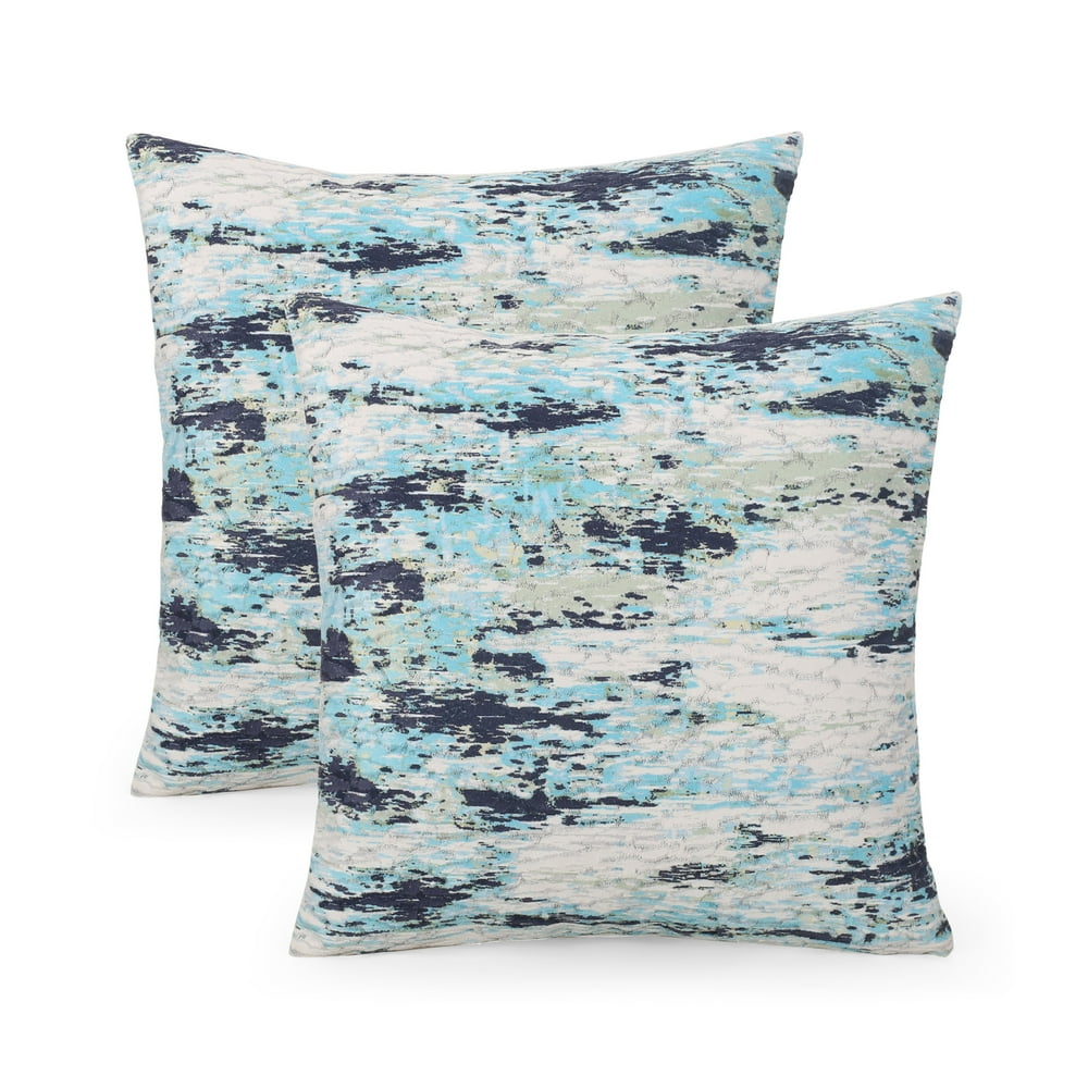 Noble House Ryleigh Fabric Throw Pillow, Set of 2, Teal, Multicolor