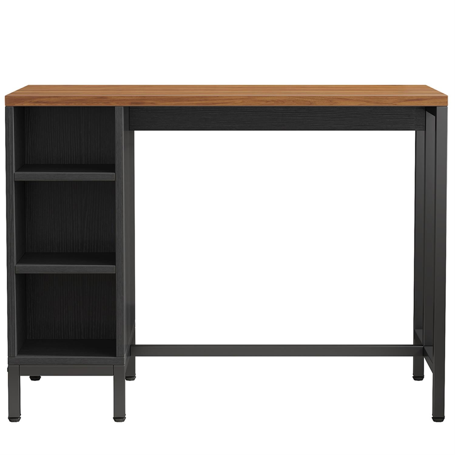 Demi Bonn 43" Kitchen Island with Storage, 5 Open Spice Rack Shelf Breakfast Bar Counter Table for Home, Dining Room, Brown