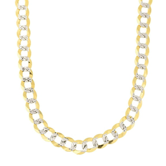 14k 2 Tone Yellow And White Gold Curb Chain Necklace, 5.7mm, 24"