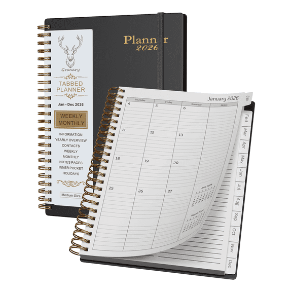 DoDoMagxanadu 2026  Academic Planner, 6.1" x 8.5" Monthly Planners & Appointment Book, Spiral Bound with Tabs,Jan 2026 - Dec 2026