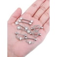 thumbnail image 3 of 4 Pairs Stainless Steel Nipple Rings Tongue Ring Piercing Body Jewelry Barbell Cz Heart Shape Rings For, 3 of 4