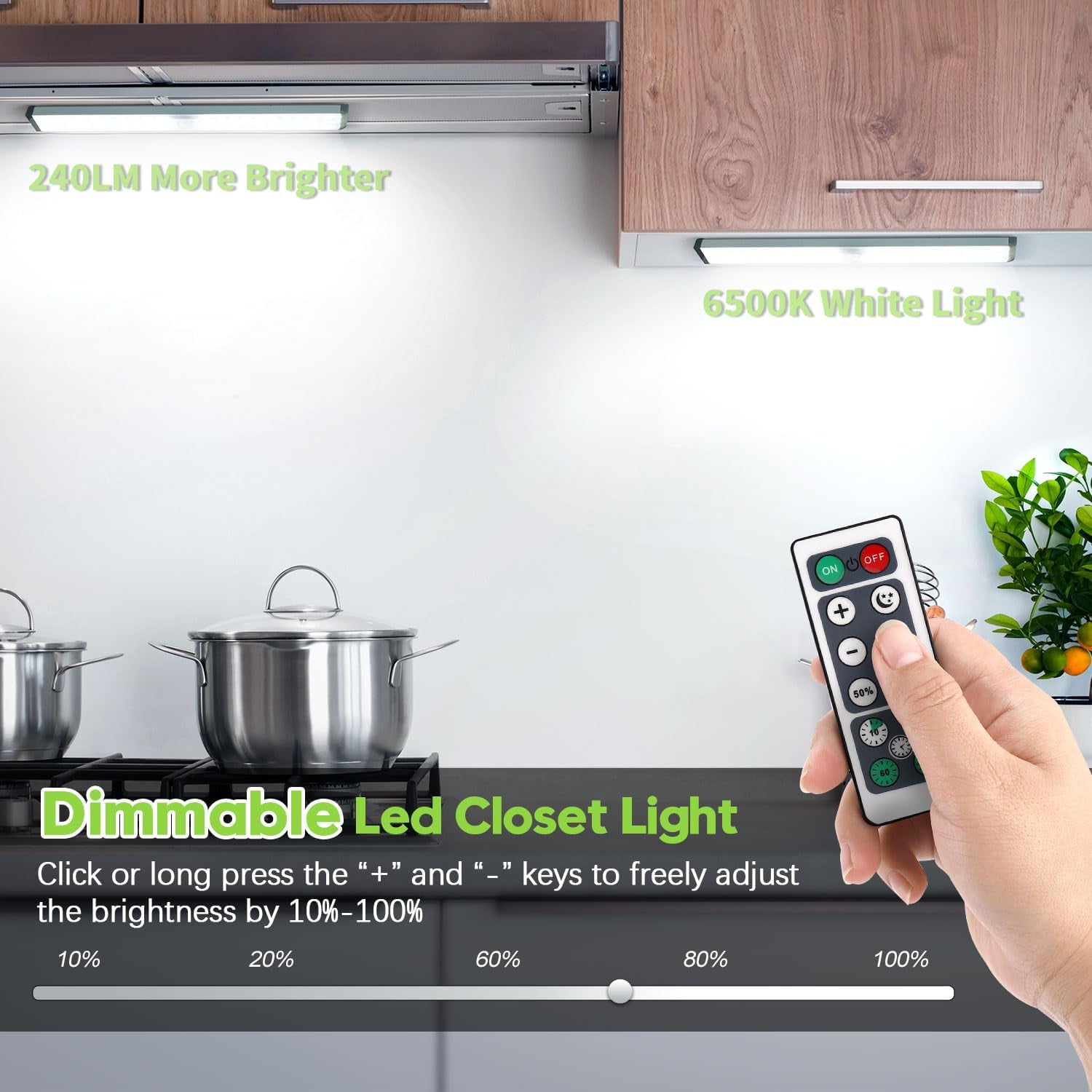 OGEDNAC 60 LED Under Cabinet Lighting Kit, USB-C Rechargeable Closet Light with Charging Station, Remote Control, Timer, Motion Sensor Wireless Kitchen Night Lights for Wardrobe, Cupboard, 3 Pcs