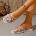 thumbnail image 5 of Mesh Sandals For Women Non-Slip Breathable Comfortable Casual Footwear Summer Slip On Floral Flat Shoes (6.5, White), 5 of 6