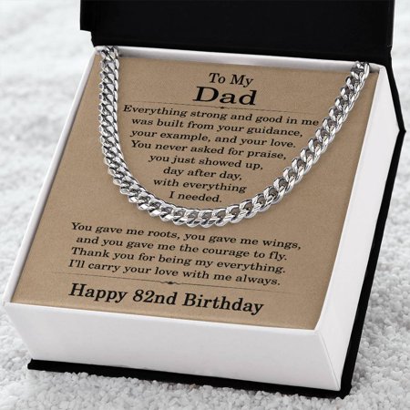 82nd Birthday Gifts for Dad - 82nd Birthday Necklace for Dad - Gift Ideas for Father s 82nd Birthday Birthday Title: Stainless Steel Box Choice: Standard Box