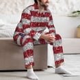 thumbnail image 7 of Salouo America Flag Glitter Print Button-Front Long Sleeve Pajama Set for Men, Soft 2Pjs Men's Long Sleeve Sleepwear-Large, 7 of 7