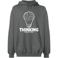 thumbnail image 2 of OXI Hoodie Sweatshirt - Thinking Please Be Patient, Basic Casual Hoodie for Men's and Women Fleece Hoodie Long Sleeve - Graphite Heather 2X-Large, 2 of 3