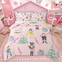 Homewish Merry Xmas Bedding Comforter Set,Retro Nutcracker Twin Comforter Sets,Cute Ballet Girls Bedding Set For Kids,Breathable Home Decor Reversible,2pcs