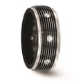 thumbnail image 5 of Finest Gold Edward Mirell Titanium & Black Titanium with White Sapphires Grooved Ring - Size 10, 5 of 6