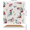 thumbnail image 4 of SKYSONIC Red Blue Floral Pattern Printed Square Ceramic Coaster for Drinks with Cork Base for Coffee Cups Place Mats for Home Decor Set of 4 Pieces, 4 of 4