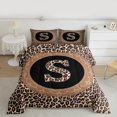 thumbnail image 2 of Feelyou Brown Initial S Full Size Comforter Sets, Cheetah Leopard Print Bedding Sets, 3pcs, 2 of 8
