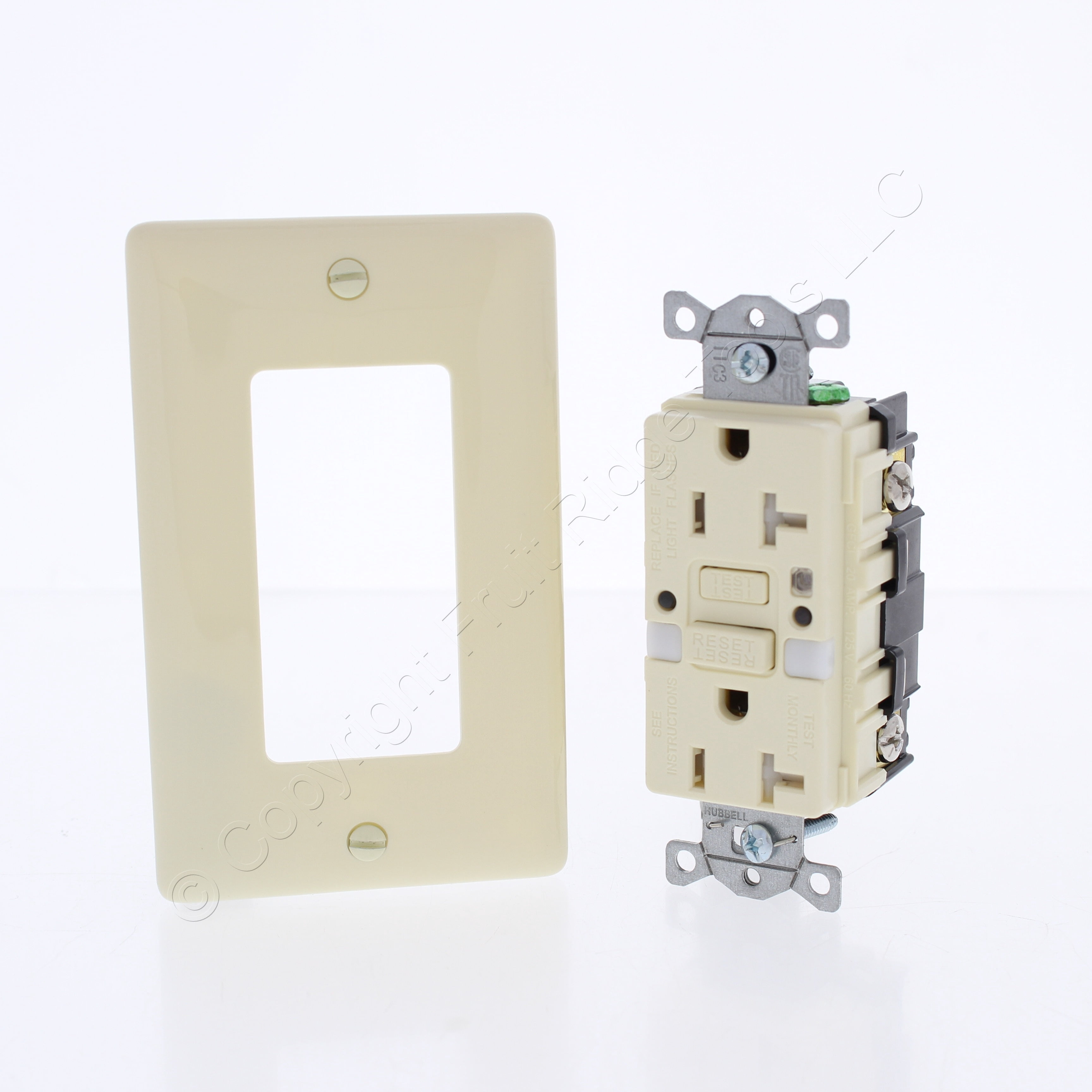 Hubbell GFTRST20ALNL Almond SelfTest Gfci Outlet Nightlight Tamper Resistant 20A