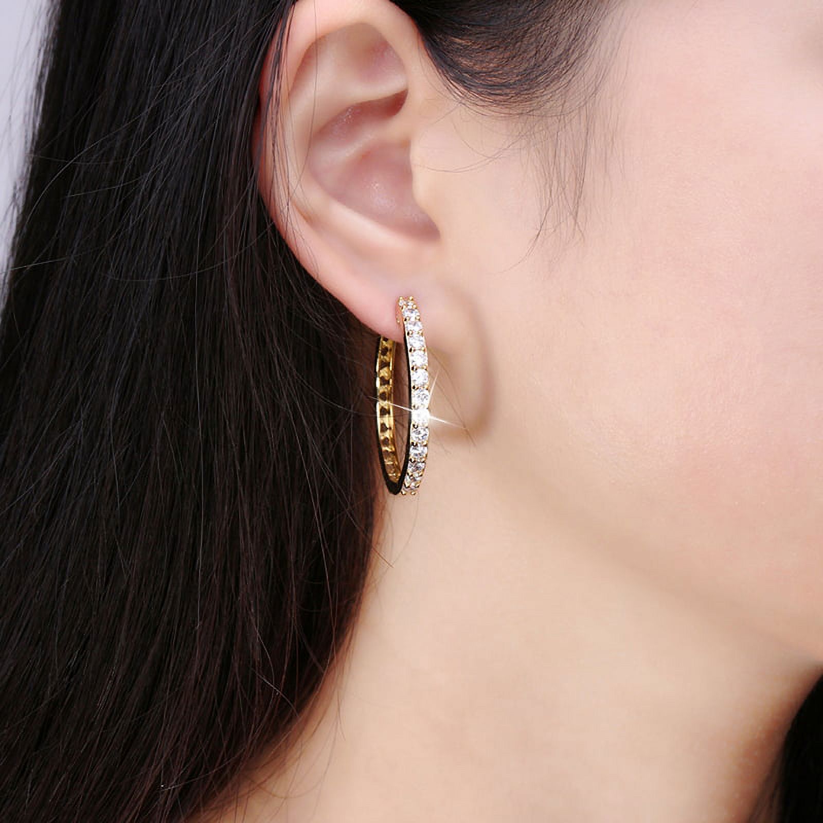 Hoop Earrings for Women Gold Plated Clear Cubic Zirconia Ginger Lyne Collection