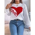 thumbnail image 4 of Valentine'S Day Sweater for Women Heart Woven Knitted Pullover Long Sleeve Woven Knitted Casual Sweater White L, 4 of 10
