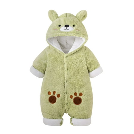 

LBECLEY Pullover Jacket for Boys Baby Girl Boy Cute Long Sleeves Cartoon Ears Hooded Button Romper Warm Jumpsuit Outfits Coat Jacket Coat Boys Green 90