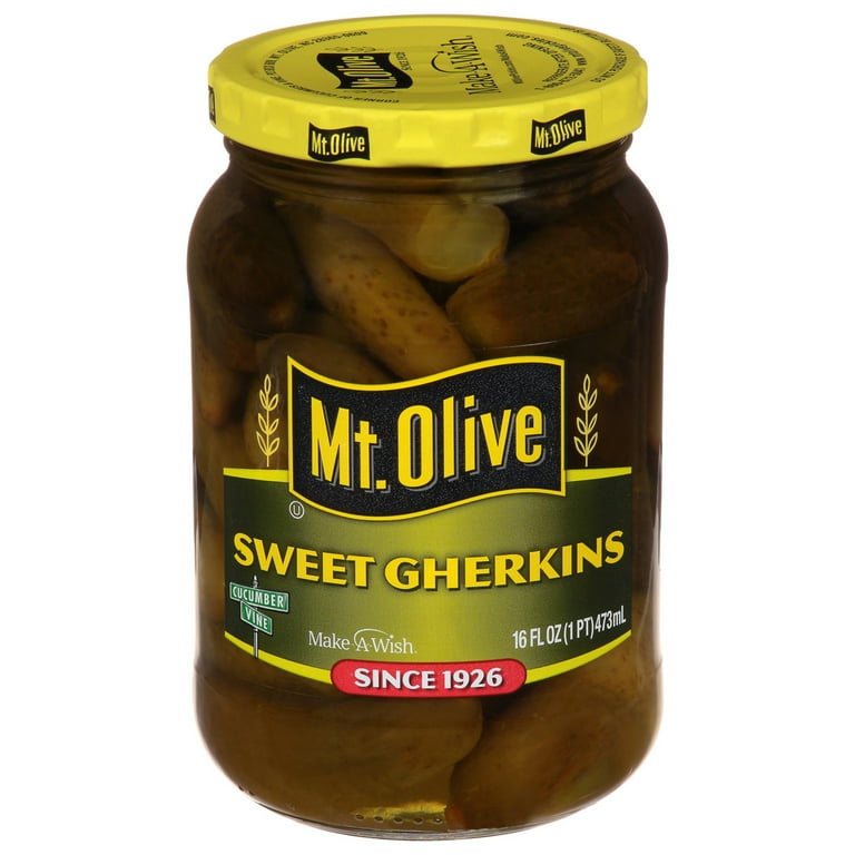 Mt. Olive Whole Sweet Gherkin Pickles, 16 fl oz Resealable