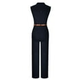 thumbnail image 5 of Sinpiling Sleeveless Jumpsuits for Women with Belt and Pockets Dressy Button V-Neck Sleeveless Rompers Trendy Solid High Waisted Wide Leg Long Pants Overalls Christmas Gifts, 5 of 7