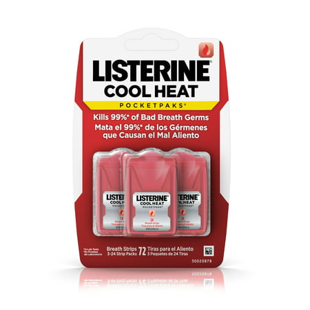 (6 pack) Listerine Cool Heat Pocketpaks Breath Strips, 72