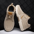 thumbnail image 2 of Zapatos ortopédicos para caminar con cordones para hombre de color caqui para fascitis plantar, mocasines de lona casuales con soporte para el arco, zapatos de cubierta cómodos para mayor, 2 of 6