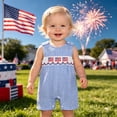 thumbnail image 2 of Ymyiu Newborn Dress Baby Girl Summer Clothes Newborn Outfit Romper Infant Baby Dress Headband Cute Outfits Girls 3 6 Months (Light Blue,3-6 Months), 2 of 5