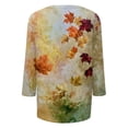 thumbnail image 6 of Women's 3/4 Sleeve Tops Crewneck Fall Leaf Print Casual Shirts Loose Fit Outdoor Work Sports Party Pullovers Light Blue L, 6 of 6