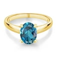thumbnail image 2 of Gem Stone King 2.25 Ct Oval London Blue Topaz 10K Yellow Gold Ring, 2 of 4