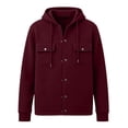 thumbnail image 4 of Fengqque Men's Hooded Color‑Block Jacket Drawstring Full Zip Long Sleeve Casual Outerwear with Chest Pockets Wine M, 4 of 6