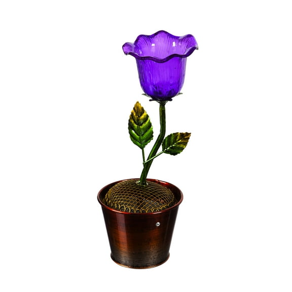 Evergreen 12.5"H Secret Solar Acrylic Flower Statuary, Purple, 12.8'' x 0.6'' x 0.6'' inches