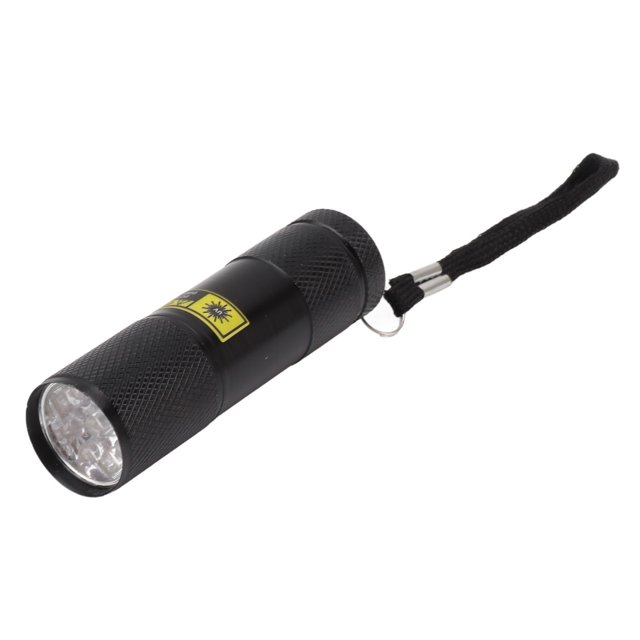 Linterna UV pequeña de 9 LED, luz púrpura de 395 nm, mini detector de orina para mascotas, para curar manchas secas de perros y gatos con resina.