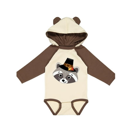 

Inktastic Thanksgiving Pilgrim Woodland Raccoon Gift Baby Boy or Baby Girl Long Sleeve Bodysuit