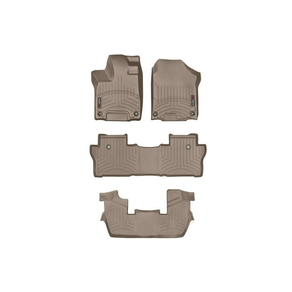 WeatherTech Custom Fit FloorLiners compatible with 2016-2022 Honda Pilot - Complete Set (1st, 2nd, & 3rd Row), Tan