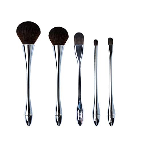 Ensemble de 5 Pinceaux de Maquillage, Pinceaux de Maquillage Cosmétiques, Kabuki Synthétique de Qualité Supérieure, Poudre, Fond de Teint, Fard à Joues, Fard à Paupières, Fard à Nez, Estompe m