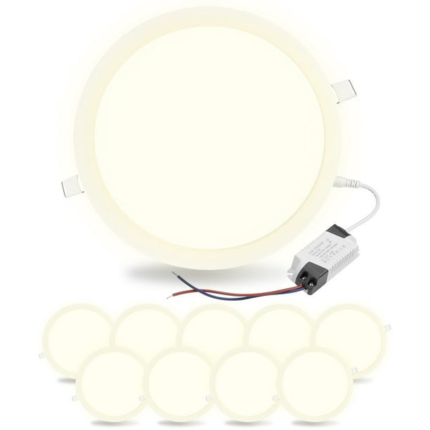 DELight 10 Pack LED Recessed Ceiling Light Panel 8 Inch 3000-3500K Warm White Canless Downlight 18W=150W Ultra-thin Disc Lighting Fixtures ROHS Certified - Walmart.com