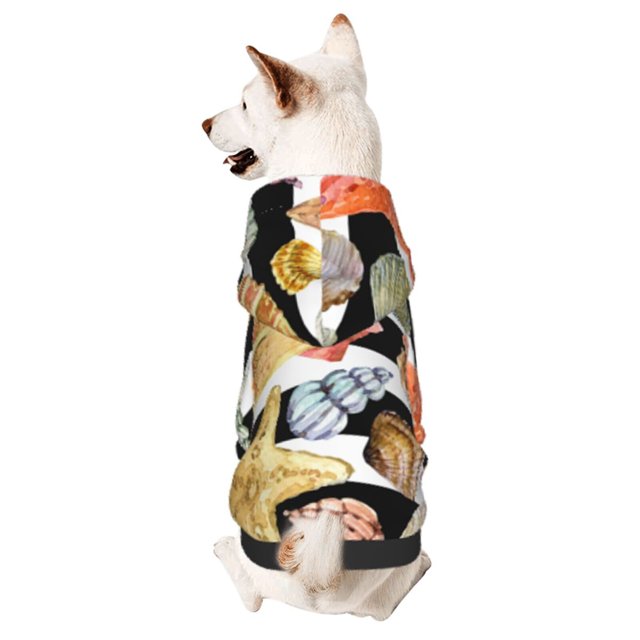 Fotbe Sea Shell Sudadera con Estampado para Perros Pequeños – Suéter con Capucha para Mascotas, Tela Suave de Forro Polar con Bolsillo-Small