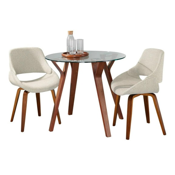 LumiSource Brown Folia Round Fabrico Dining Set - 3 Piece