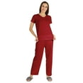 thumbnail image 5 of Inkmeso Womens 2Pcs Solid Nightwear Set Short Sleeves Top & Pajama Sets Soft Cotton Loungewear, 5 of 7