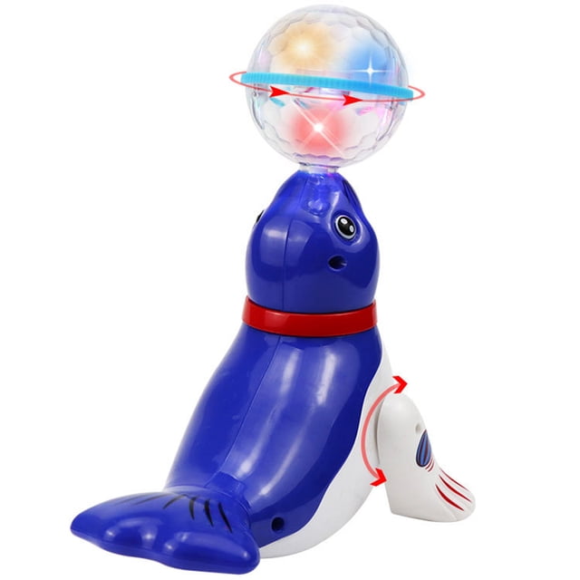 Juguete eléctrico Top Ball Sea Puppy, juguete musical giratorio para perros, regalo de Navidad para amigos y niños