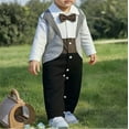 thumbnail image 4 of WIBACKER 0-24M Newborn Baby Boys Gentleman Romper Infant Cotton One Piece Long Sleeve Bowtie Outfit Formal Wear Tuxedo Suit, 4 of 10