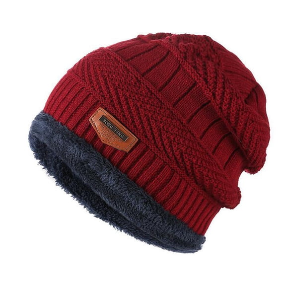 Women's Skullies & Beanies Snow Beanie Ski Cap Warm Fleece Lined Skull Beanie Pom Beanie Thermal Beanie Soft Slouchy Warm Cuffed Toboggan Hats Knit Beanie Winter Hat Red One Size