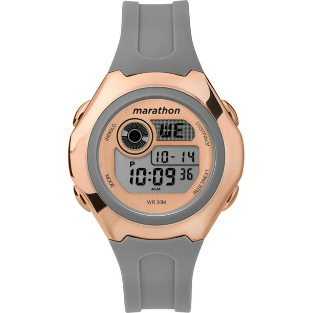 Marathon by Timex Women's Digital 39mm Gray/Rose Gold-Tone Watch, Resin  Strap 