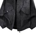 thumbnail image 4 of LYSMORA 2026 Men's Contrast Lapel Suede Bomber Jacket, Snap Flap Pockets Elastic Hem Oversized Loose Fit Windproof Retro Street Casual Outerwear, 4 of 4