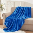 thumbnail image 6 of Exclusivo Mezcla Large Flannel Fleece Velvet Plush Throw Blanket - 50" x 70" (Cobalt Blue), 6 of 7